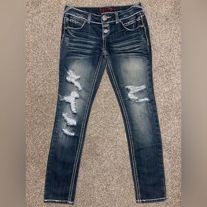 BONGO Dark Blue Distressed Skinny Jeans
